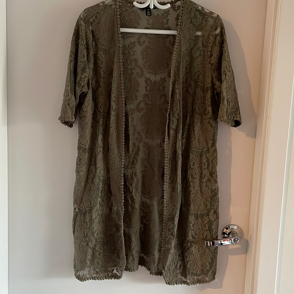 Elegant Lace Open-Front Cardigan